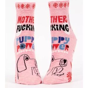 Blue Q Womens Cotton Ankle Socks Puppy Power Pink